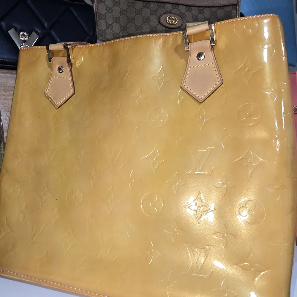 Louis Vuitton Yellow Monogram Vernis Houston Tote